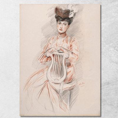 Elegant Lyre Chair Paul César Helleu pch59 canvas print 
