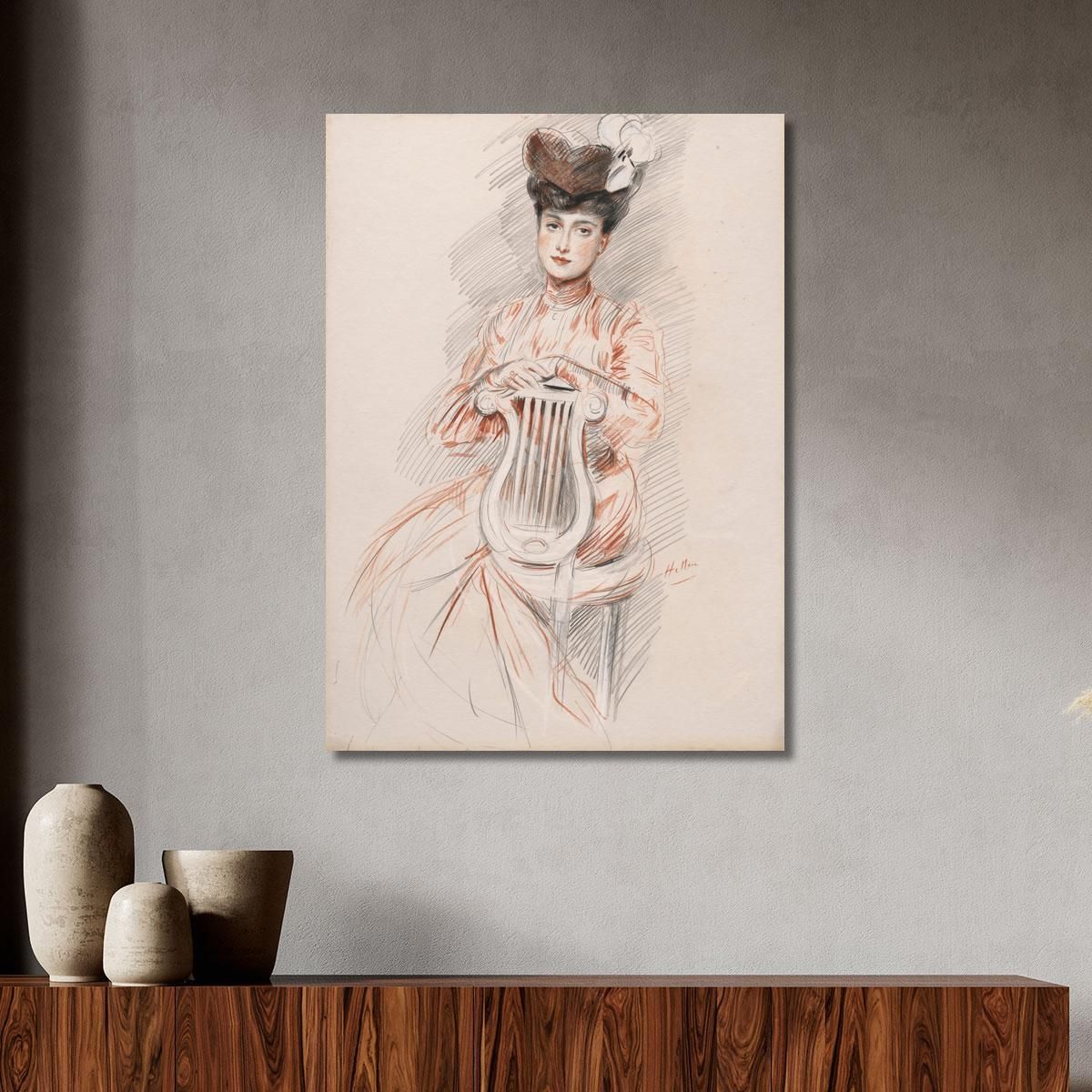 Elegant Lyre Chair Paul César Helleu pch59 canvas print 