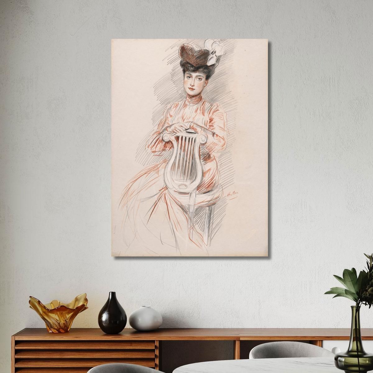Elegant Lyre Chair Paul César Helleu pch59 canvas print 