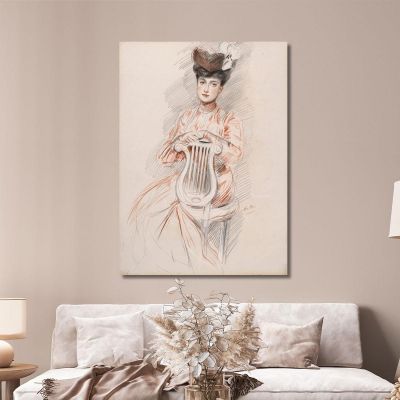 Elegant Lyre Chair Paul César Helleu pch59 canvas print 