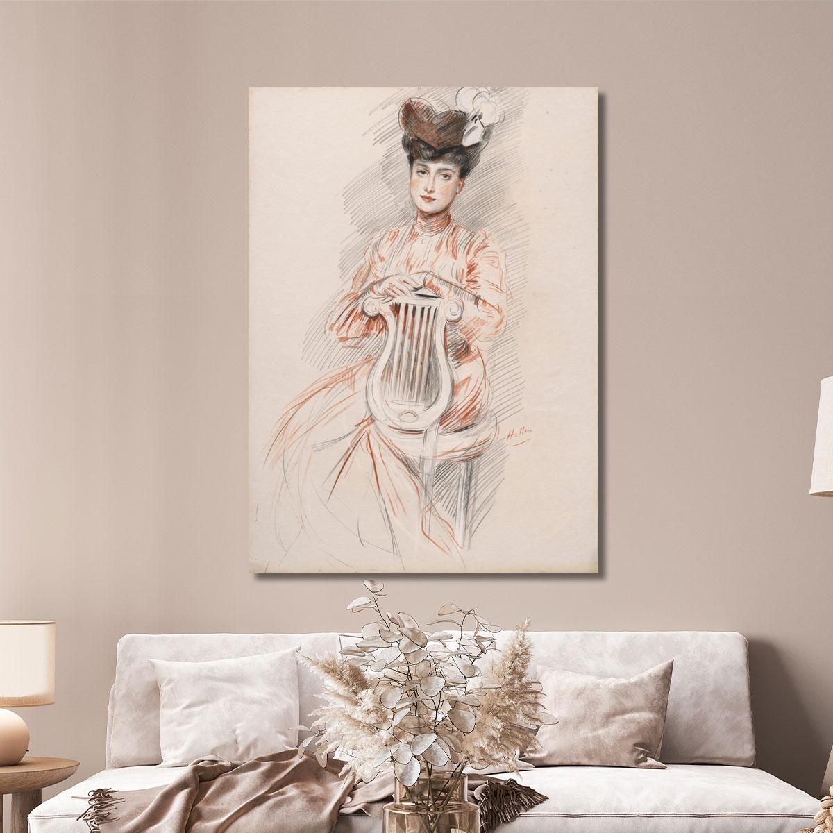 Elegant Lyre Chair Paul César Helleu pch59 canvas print 