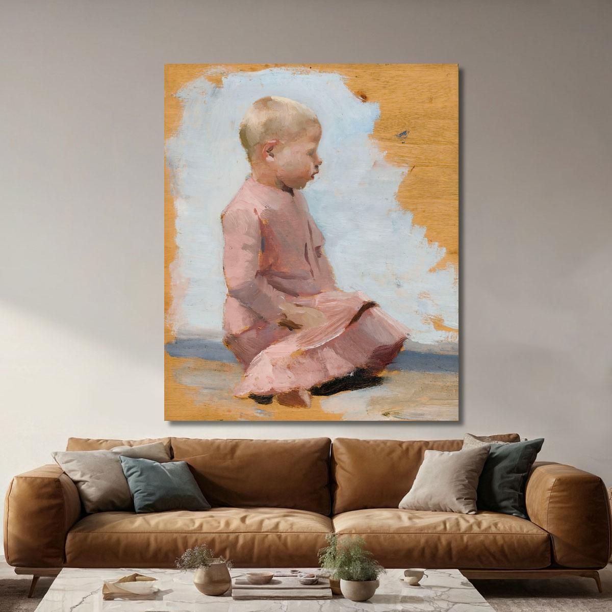 Child In A Red Dress Rehearsal For Saturday Night In Hamar Albert Edelfelt aed12 canvas print 