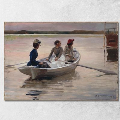 Girls In A Rowing Boat Summer In The Archipelago Albert Edelfelt aed33 canvas print 