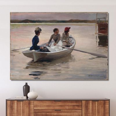 Girls In A Rowing Boat Summer In The Archipelago Albert Edelfelt aed33 canvas print 