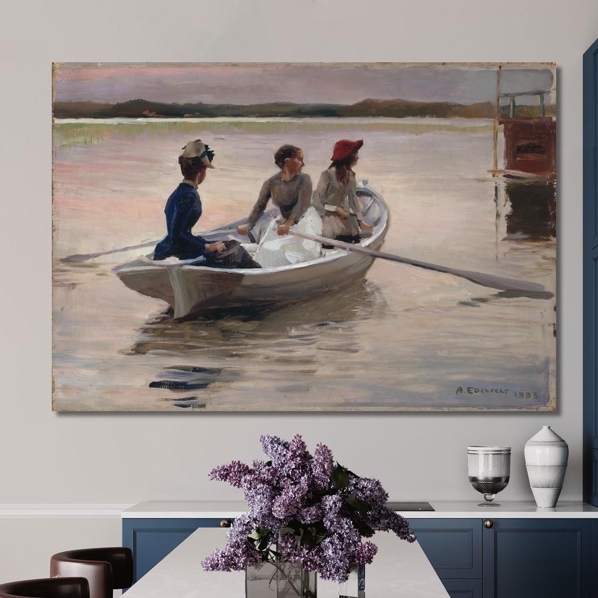 Girls In A Rowing Boat Summer In The Archipelago Albert Edelfelt aed33 canvas print 