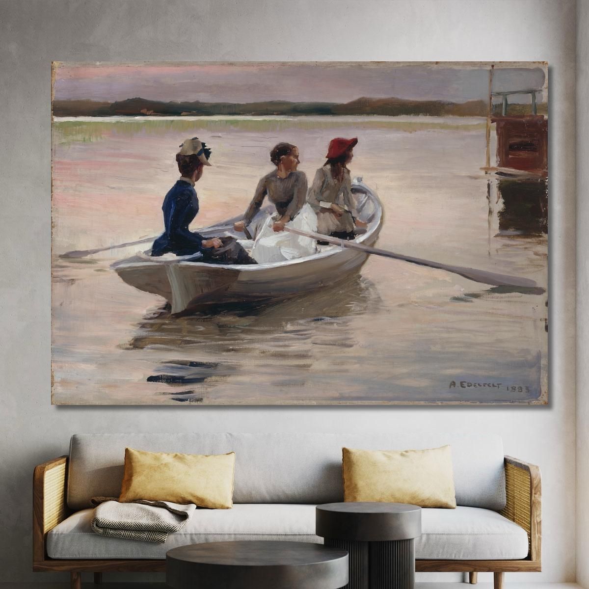 Girls In A Rowing Boat Summer In The Archipelago Albert Edelfelt aed33 canvas print 