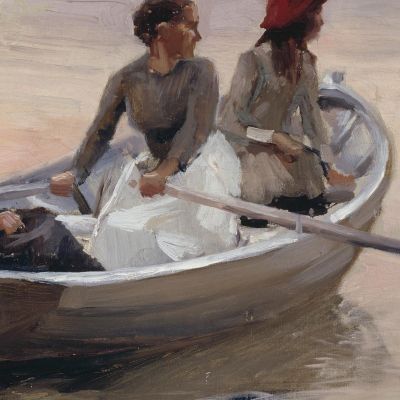 Girls In A Rowing Boat Summer In The Archipelago Albert Edelfelt aed33 canvas print