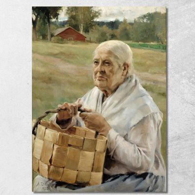 Old Woman With A Chip Basket Albert Edelfelt aed68 canvas print 