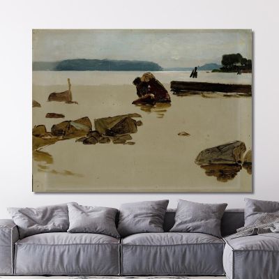 Open Sea Off Haikko Study For Boys Playing On The Shore Albert Edelfelt aed70 canvas print 