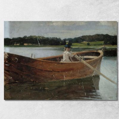 The Artist'S Sister Berta In A Rowing Boat Study Albert Edelfelt aed124 canvas print 