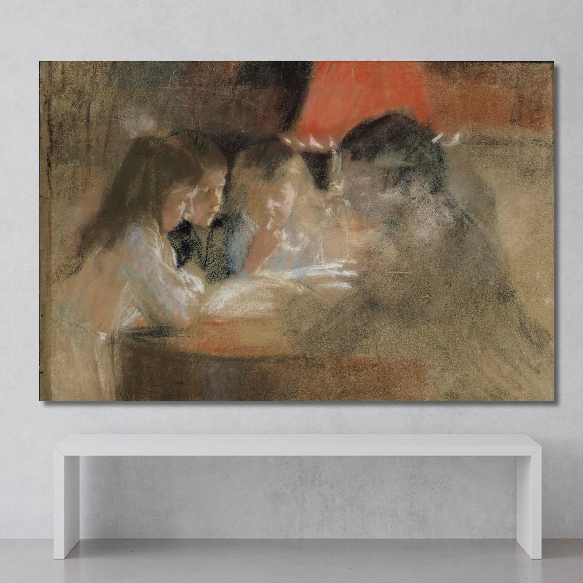 The Brandt Family Children By The Lamp Albert Edelfelt aed129 canvas print 