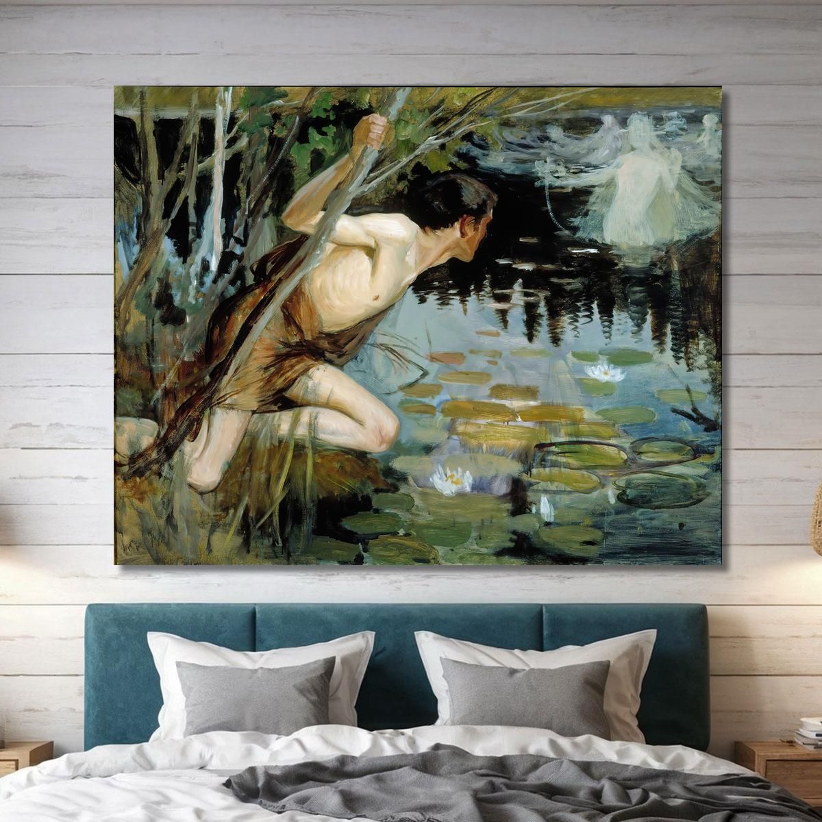 Youth And A Mermaid Sketch Albert Edelfelt aed153 canvas print 
