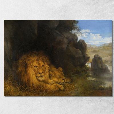 Two Lions In A Cave Wilhelm Kuhnert wkh46 canvas print 