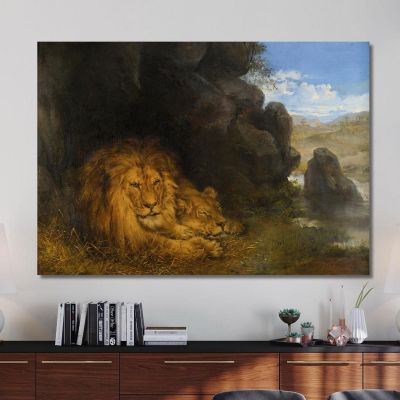 Two Lions In A Cave Wilhelm Kuhnert wkh46 canvas print 