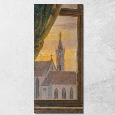 View Through A Window Onto A Gothic Church Tower Johann Peter Krafft jpk5 canvas print 