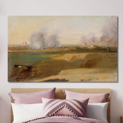 Landscape Study With Burning Villages In The Background Johann Peter Krafft jpk40 canvas print 