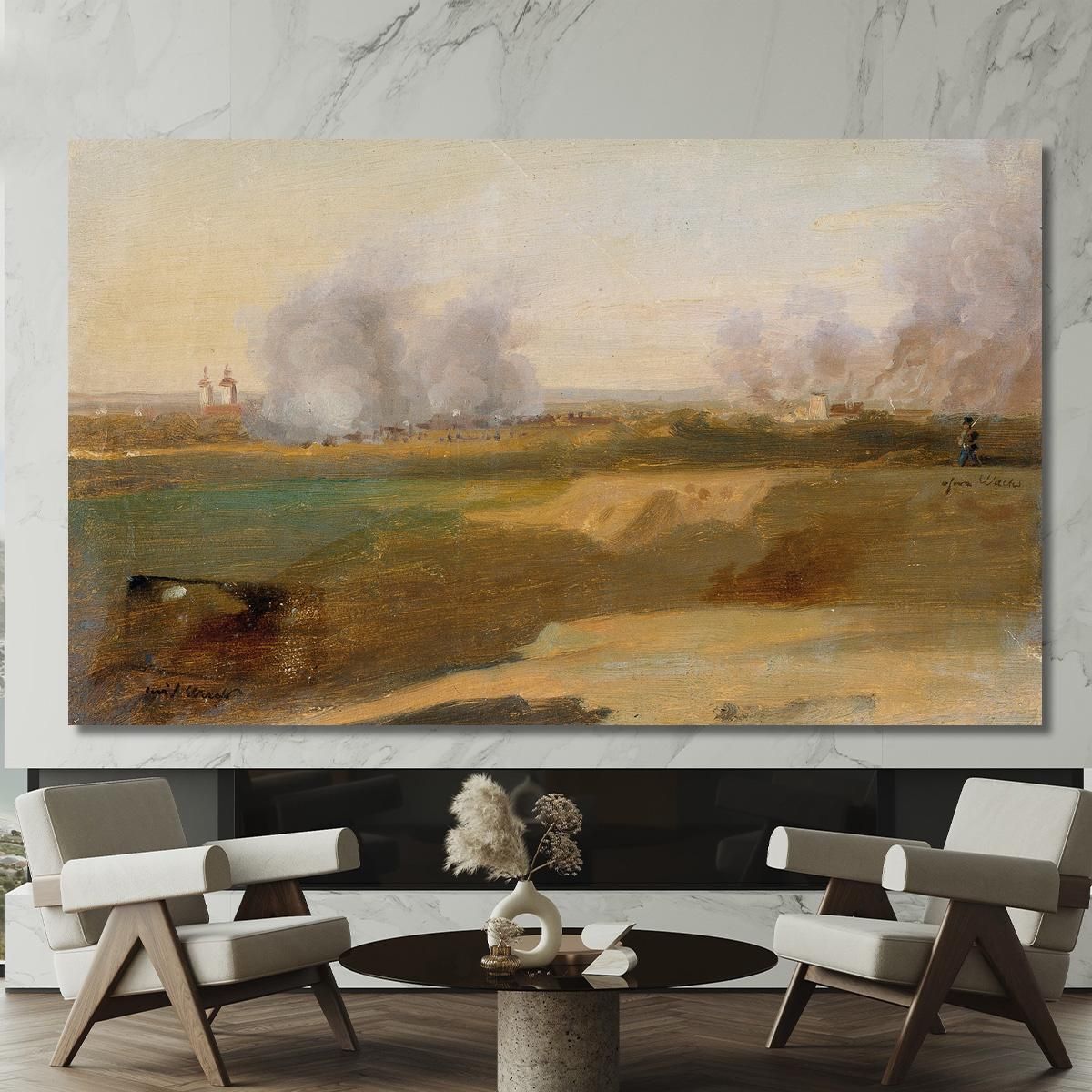 Landscape Study With Burning Villages In The Background Johann Peter Krafft jpk40 canvas print 