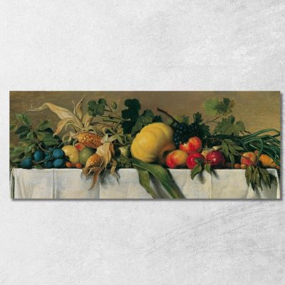 Still Life With Fruit And Vegetables On White Cloth Johann Peter Krafft jpk49 canvas print 