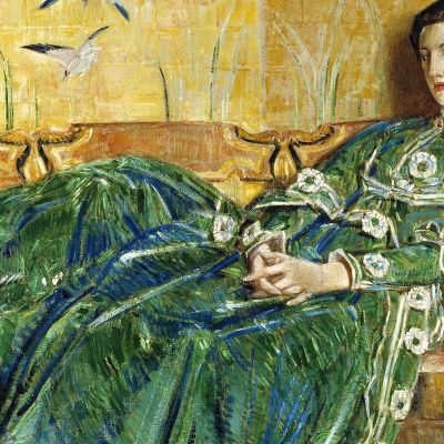 April The Green Gown Childe Hassam chs4 canvas print