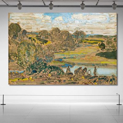 Extensive Landscape With River Childe Hassam chs17 canvas print 