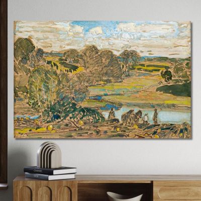 Extensive Landscape With River Childe Hassam chs17 canvas print 
