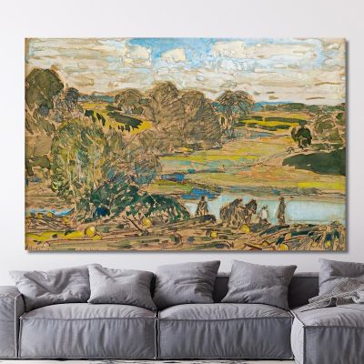 Extensive Landscape With River Childe Hassam chs17 canvas print 