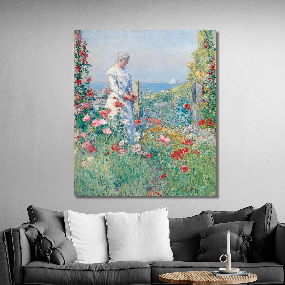 In The Garden Celia Thaxter In Her Garden Childe Hassam chs26 canvas print 