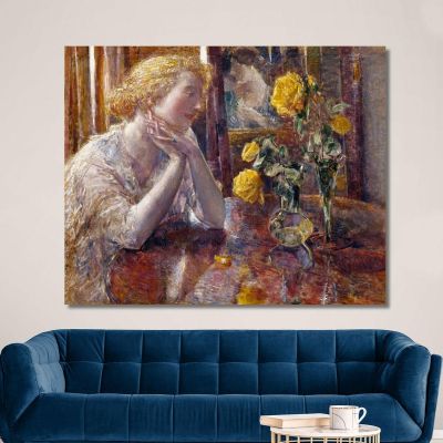 Marshal Niel Roses Childe Hassam chs36 canvas print 
