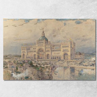 The Mackaye Spectatorium With Iowa Pavillion In Foreground Columbian Exposition Childe Hassam chs80 canvas print 