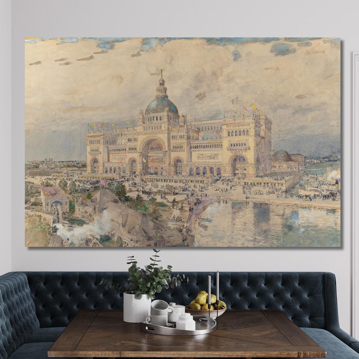 The Mackaye Spectatorium With Iowa Pavillion In Foreground Columbian Exposition Childe Hassam chs80 canvas print 