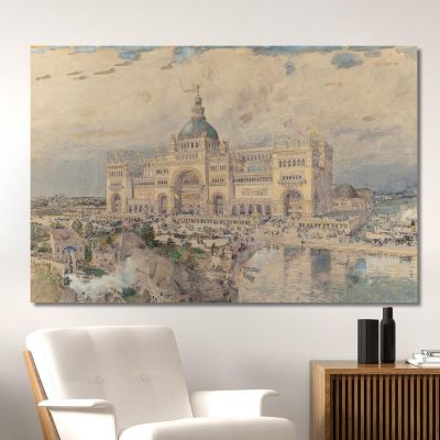 The Mackaye Spectatorium With Iowa Pavillion In Foreground Columbian Exposition Childe Hassam chs80 canvas print 