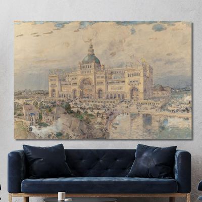 The Mackaye Spectatorium With Iowa Pavillion In Foreground Columbian Exposition Childe Hassam chs80 canvas print 