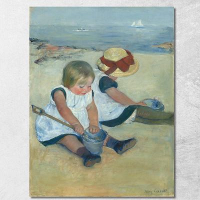 Children Playing On The Beach Mary Cassatt mcs13 canvas print 