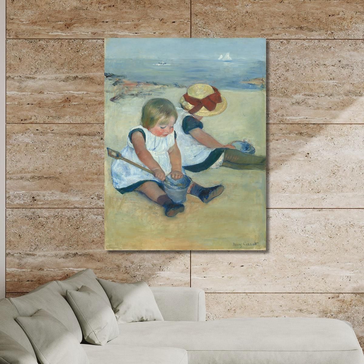 Children Playing On The Beach Mary Cassatt mcs13 canvas print 