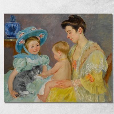 Children Playing With A Cat Mary Cassatt mcs14 canvas print 