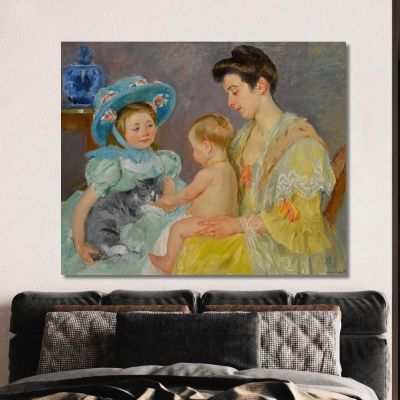 Children Playing With A Cat Mary Cassatt mcs14 canvas print 