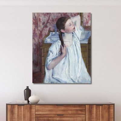 Girl Arranging Her Hair Mary Cassatt mcs19 canvas print 