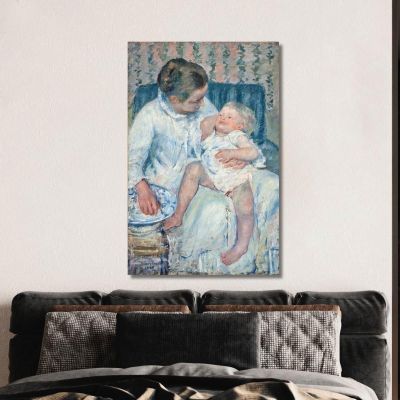 Mother About To Wash Her Sleepy Child Mary Cassatt mcs30 canvas print 