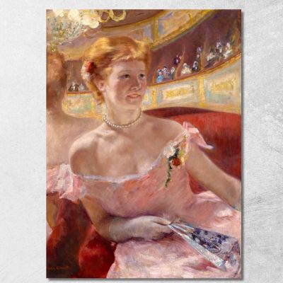 Woman With A Pearl Necklace In A Loge Mary Cassatt mcs64 canvas print 