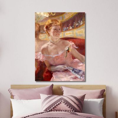 Woman With A Pearl Necklace In A Loge Mary Cassatt mcs64 canvas print 