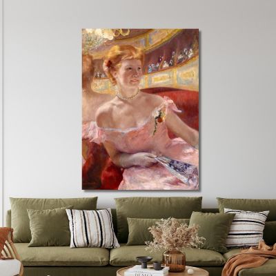 Woman With A Pearl Necklace In A Loge Mary Cassatt mcs64 canvas print 