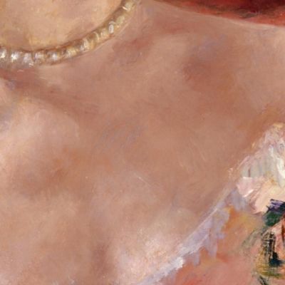 Woman With A Pearl Necklace In A Loge Mary Cassatt mcs64 canvas print