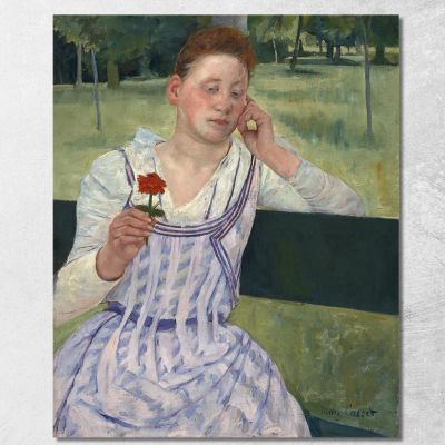 Woman With A Red Zinnia Mary Cassatt mcs65 canvas print 