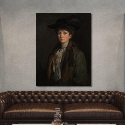 A Lady In Brown Thought To Be Margaret Edith Bannatyne Cobb Sir John Lavery sjl3 canvas print 