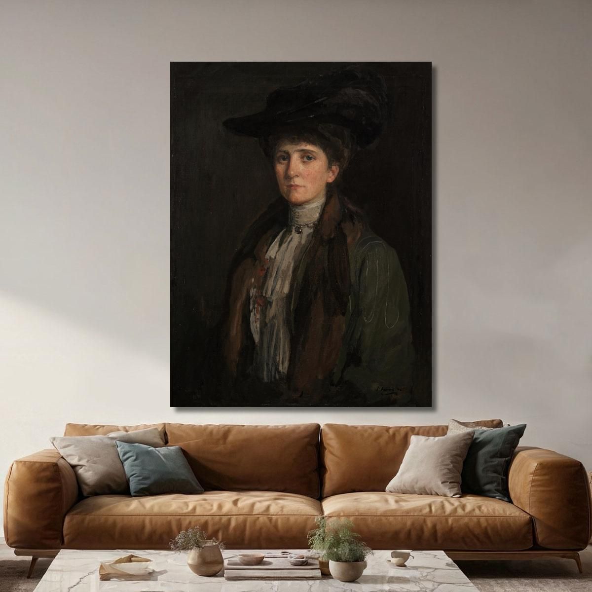 A Lady In Brown Thought To Be Margaret Edith Bannatyne Cobb Sir John Lavery sjl3 canvas print 