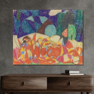 Group Of Figures Among Purple-Green Forms Adolf Hölzel ahl18 canvas print 