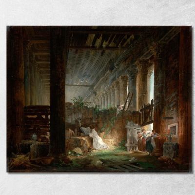 A Hermit Praying In The Ruins Of A Roman Temple Hubert Robert hrb9 canvas print 
