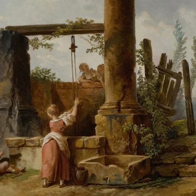 A Peasant Woman At A Well Hubert Robert hrb11 canvas print