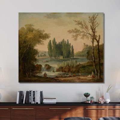 A View Of The Park At Ermenonville With The Tomb Of Jean-Jacques Rousseau Hubert Robert hrb15 canvas print 