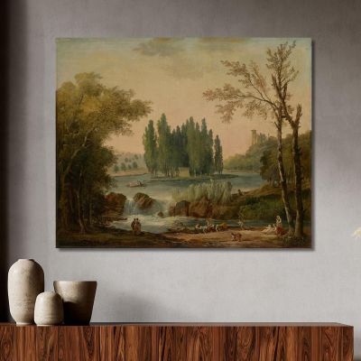 A View Of The Park At Ermenonville With The Tomb Of Jean-Jacques Rousseau Hubert Robert hrb15 canvas print 